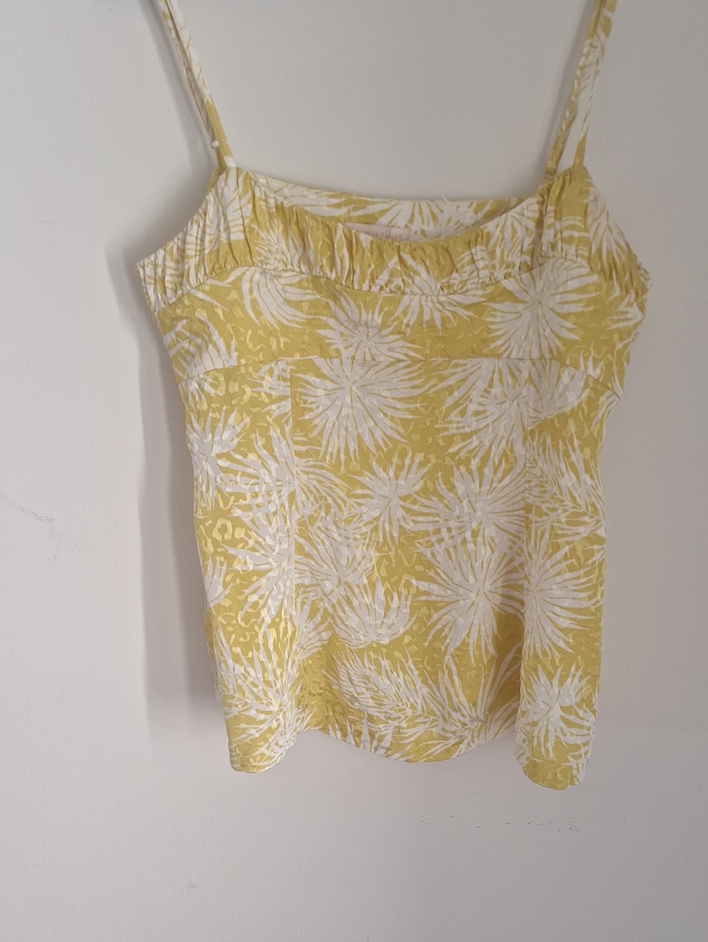 Classic Rebecca Taylor Yellow White Floral SpaghettiStrap Tank Sz S 100% Viscose